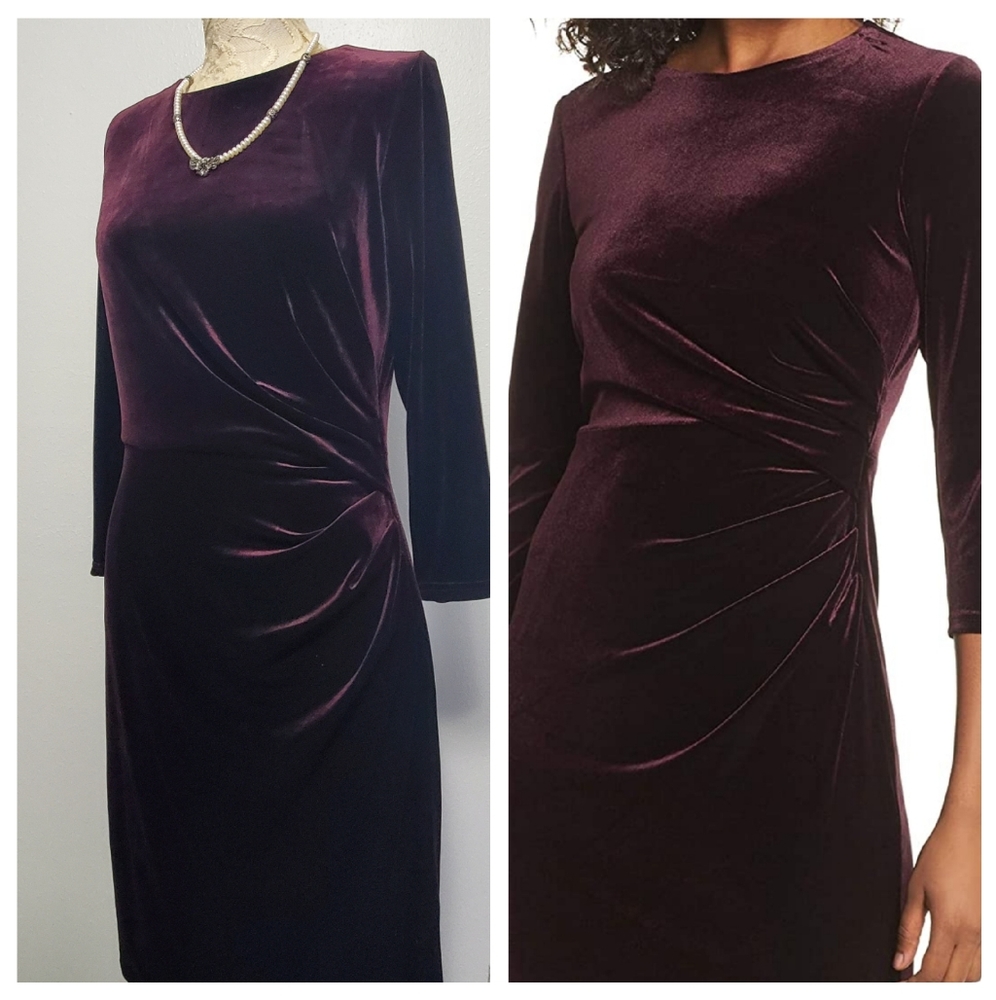 Eliza J Gathered Velvet Sheat Cocktail dress 8